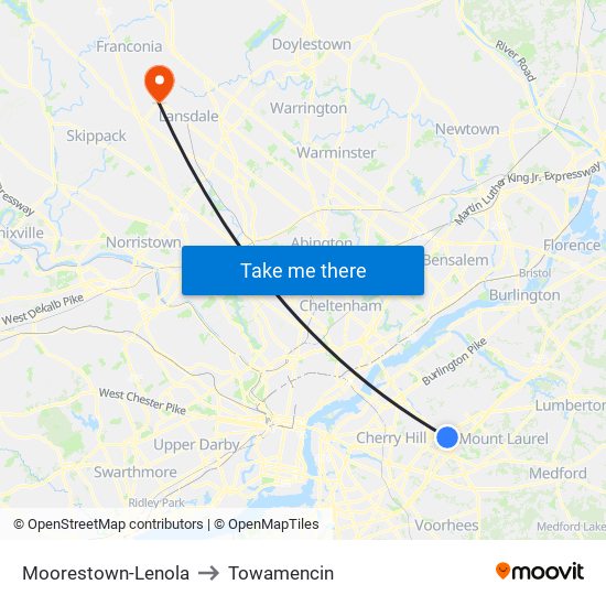 Moorestown-Lenola to Towamencin map