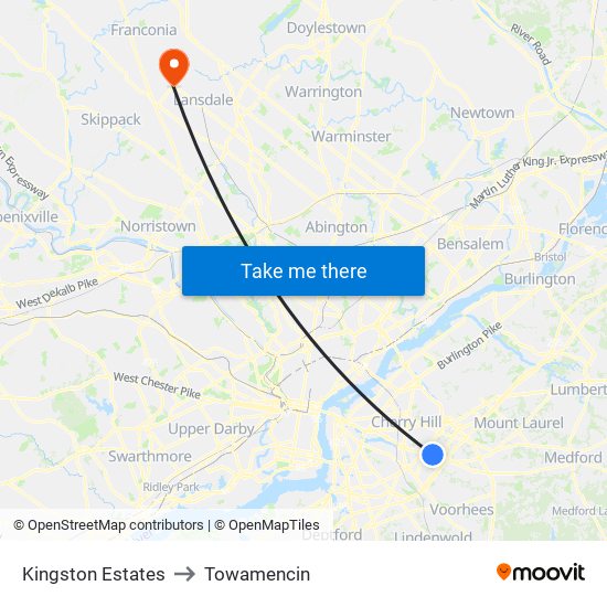 Kingston Estates to Towamencin map
