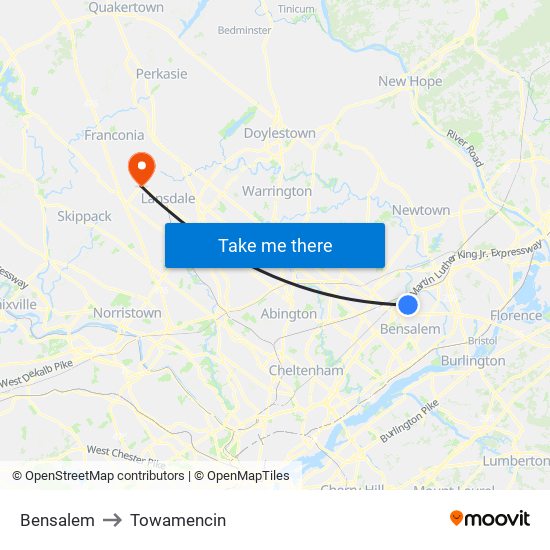 Bensalem to Towamencin map
