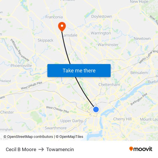 Cecil B Moore to Towamencin map