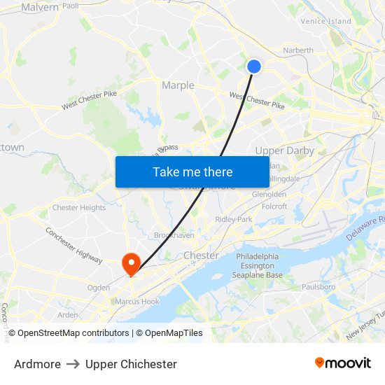 Ardmore to Upper Chichester map