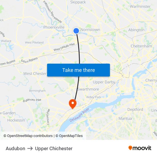 Audubon to Upper Chichester map