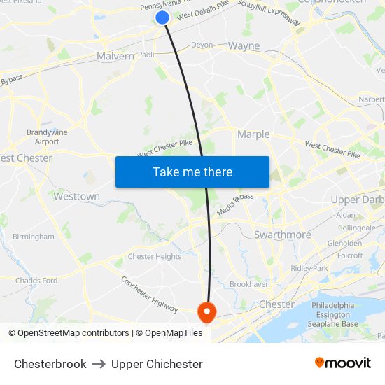 Chesterbrook to Upper Chichester map