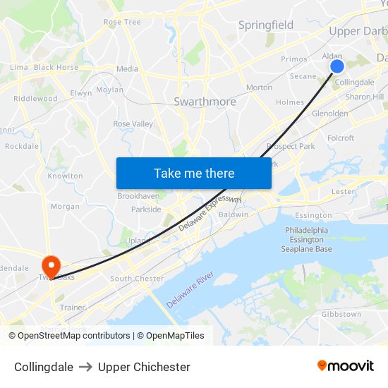 Collingdale to Upper Chichester map