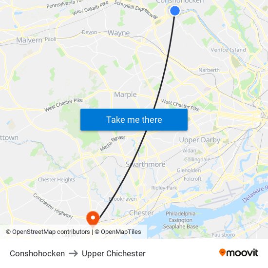 Conshohocken to Upper Chichester map