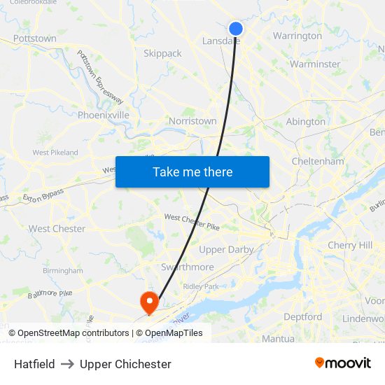 Hatfield to Upper Chichester map