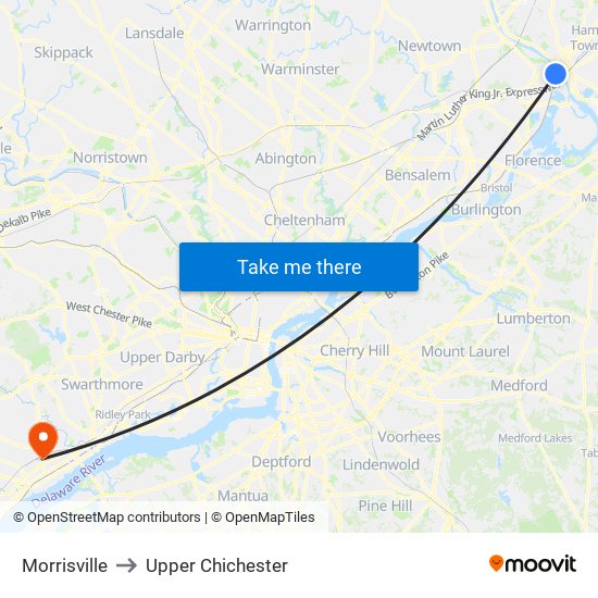 Morrisville to Upper Chichester map