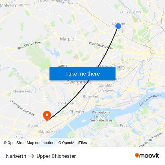 Narberth to Upper Chichester map