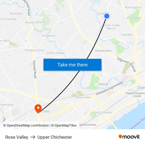 Rose Valley to Upper Chichester map