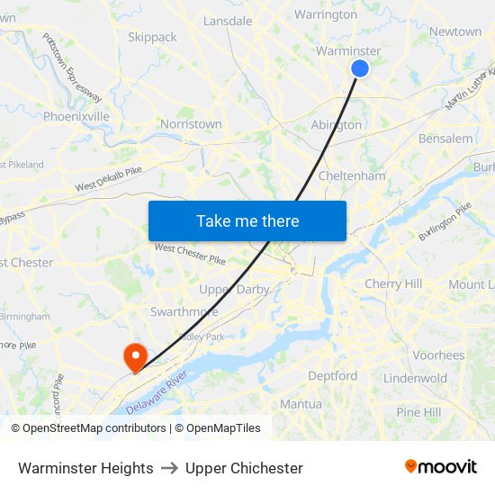 Warminster Heights to Upper Chichester map