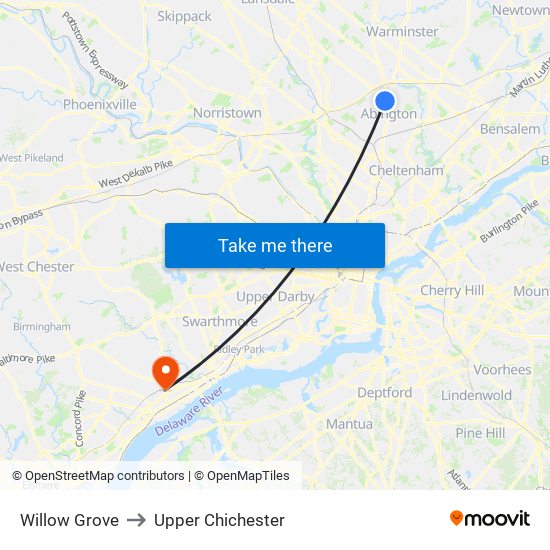 Willow Grove to Upper Chichester map