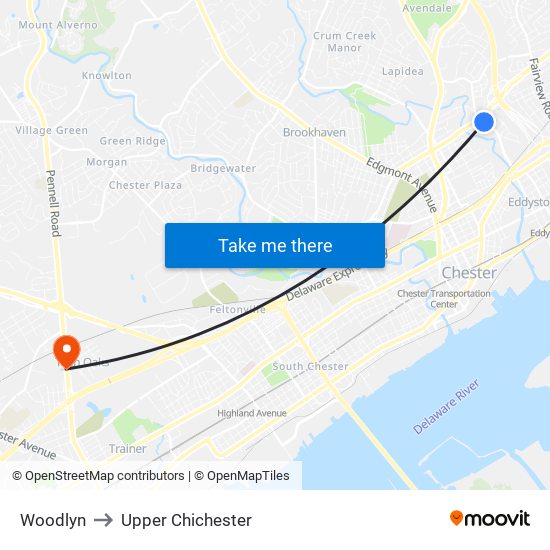 Woodlyn to Upper Chichester map