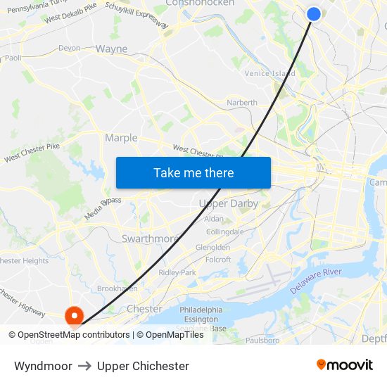 Wyndmoor to Upper Chichester map