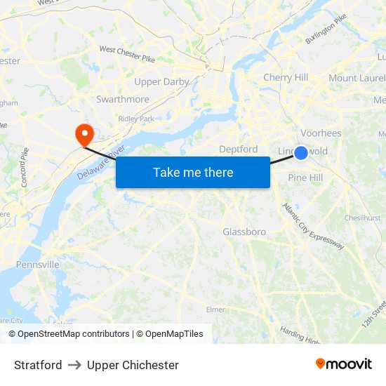 Stratford to Upper Chichester map