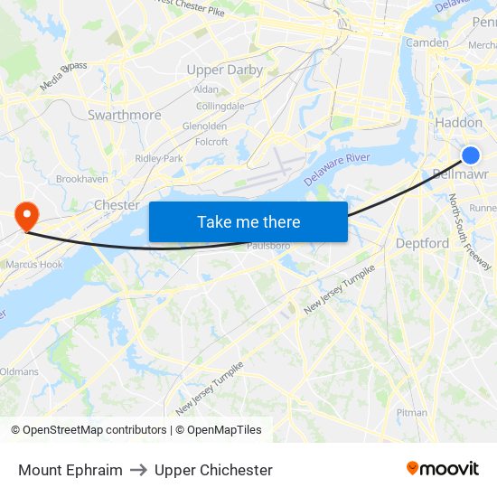 Mount Ephraim to Upper Chichester map