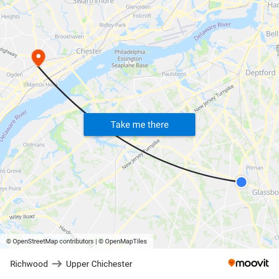 Richwood to Upper Chichester map