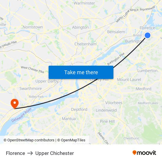 Florence to Upper Chichester map
