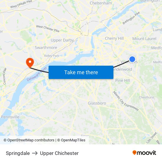 Springdale to Upper Chichester map