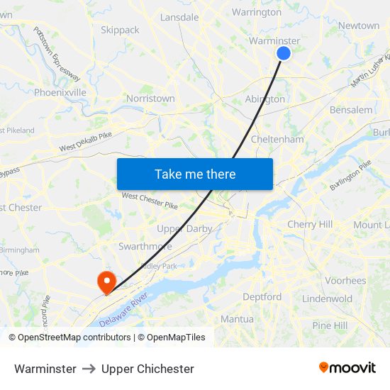 Warminster to Upper Chichester map