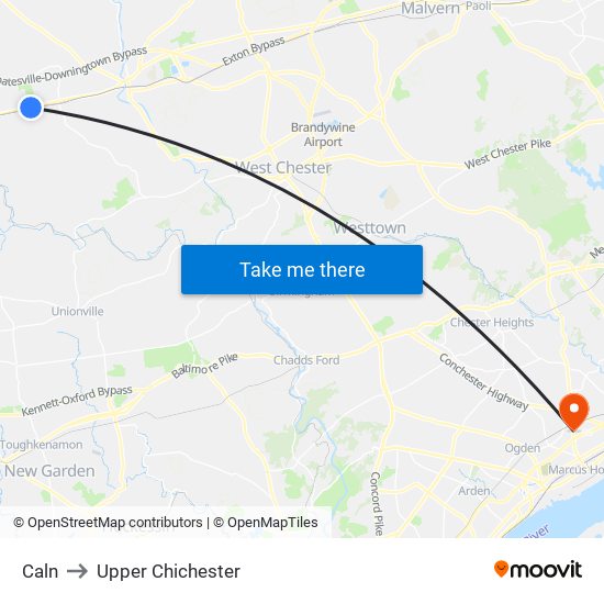 Caln to Upper Chichester map