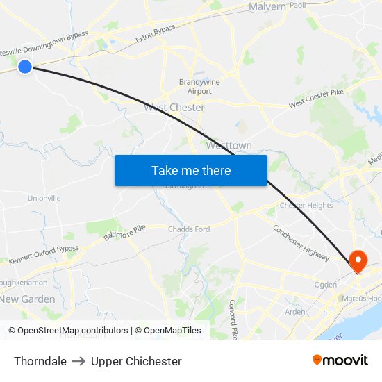 Thorndale to Upper Chichester map