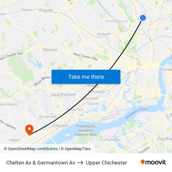Chelten Av & Germantown Av to Upper Chichester map