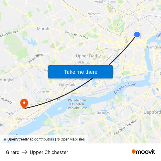 Girard to Upper Chichester map