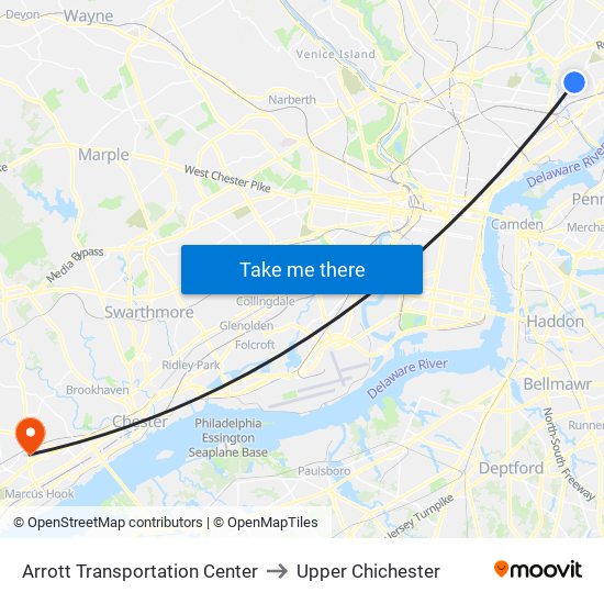 Arrott Transportation Center to Upper Chichester map