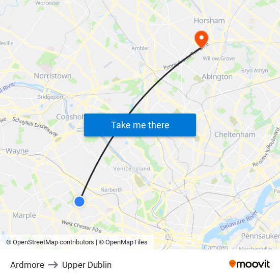 Ardmore to Upper Dublin map