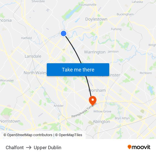 Chalfont to Upper Dublin map