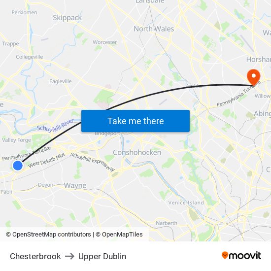 Chesterbrook to Upper Dublin map