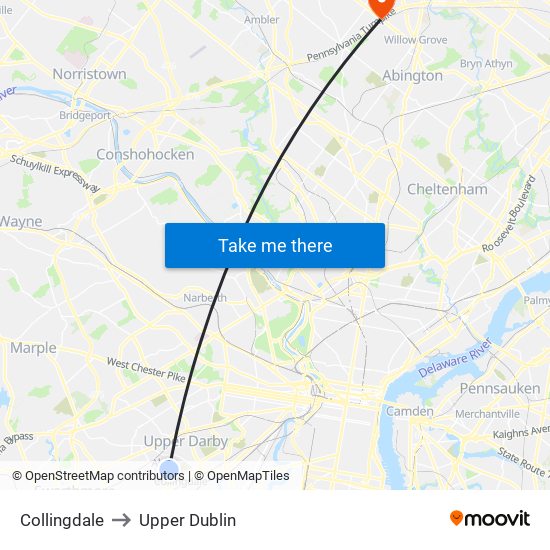 Collingdale to Upper Dublin map