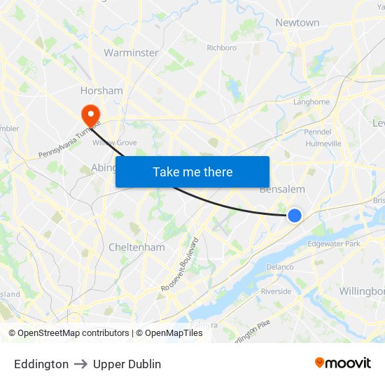 Eddington to Upper Dublin map