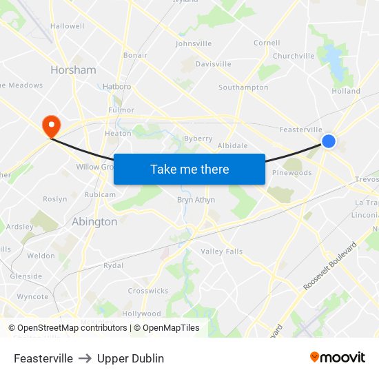 Feasterville to Upper Dublin map