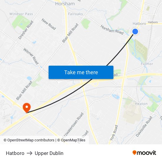 Hatboro to Upper Dublin map