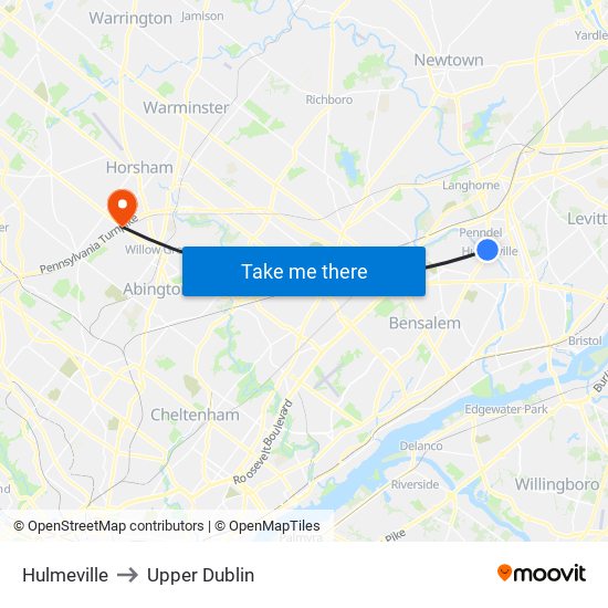 Hulmeville to Upper Dublin map