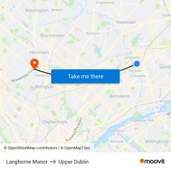 Langhorne Manor to Upper Dublin map