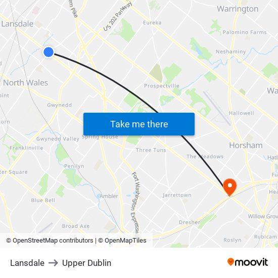 Lansdale to Upper Dublin map