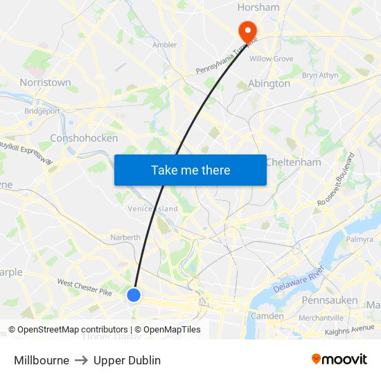 Millbourne to Upper Dublin map