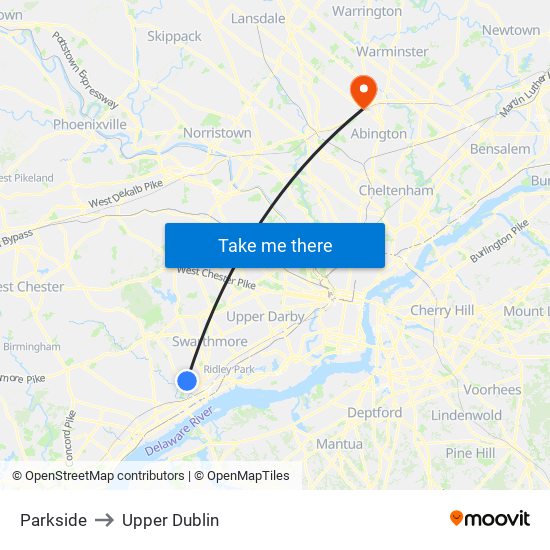 Parkside to Upper Dublin map