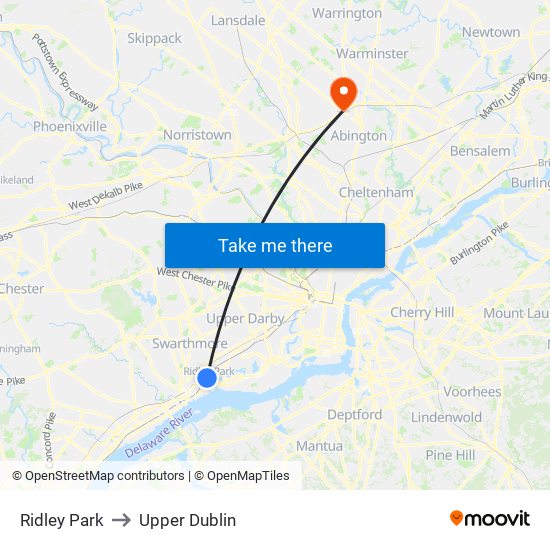 Ridley Park to Upper Dublin map
