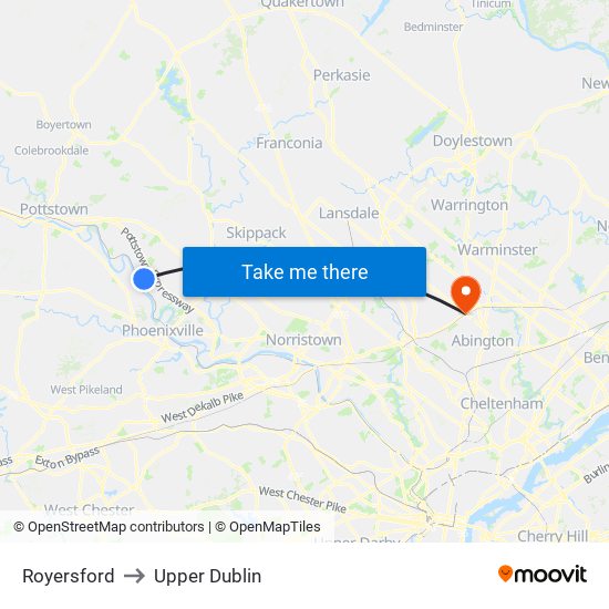 Royersford to Upper Dublin map