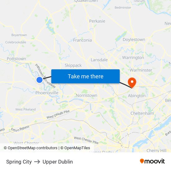 Spring City to Upper Dublin map
