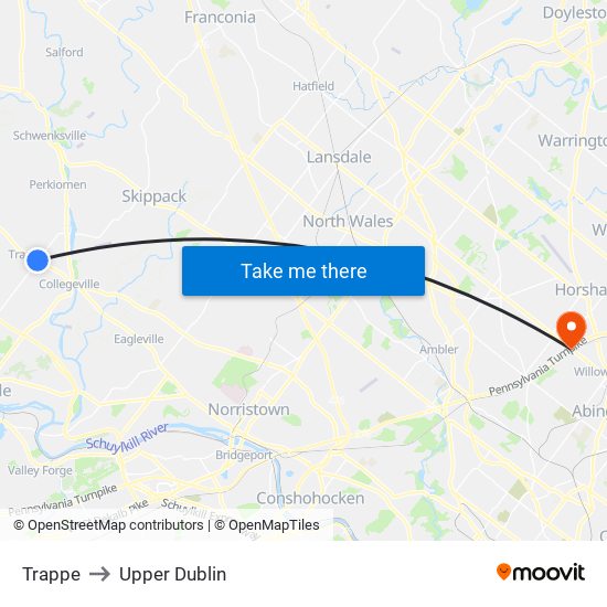 Trappe to Upper Dublin map