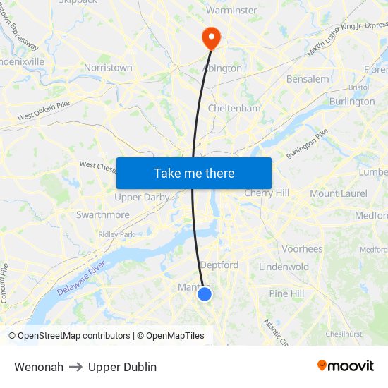 Wenonah to Upper Dublin map