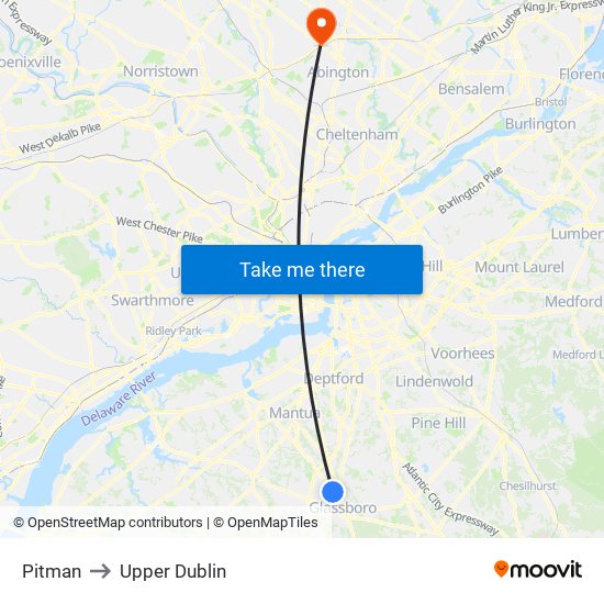 Pitman to Upper Dublin map