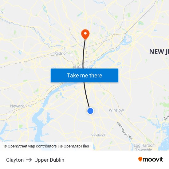 Clayton to Upper Dublin map