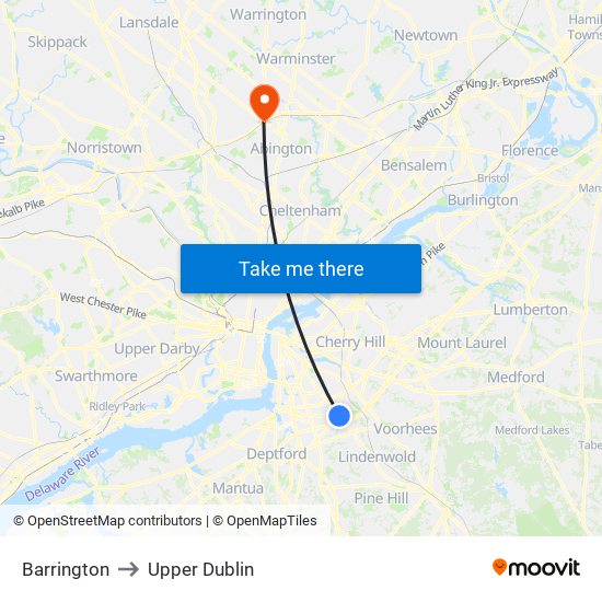 Barrington to Upper Dublin map