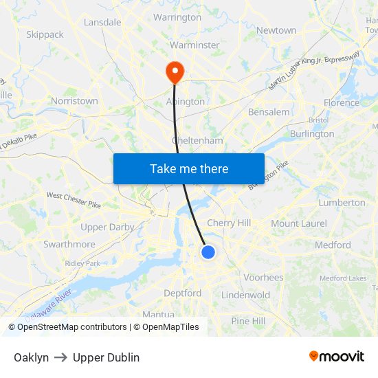 Oaklyn to Upper Dublin map