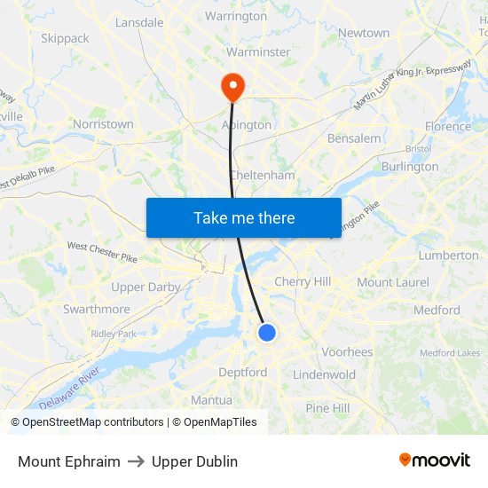 Mount Ephraim to Upper Dublin map